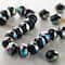Black Aurora Borealis Striped Glass Faceted Rondel Beads, 8mm by Bead Landing™
